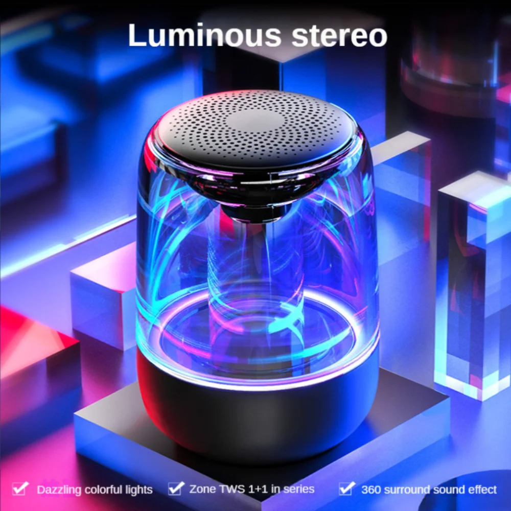 

New 6D Surround Super Bass LED RGB Night Light Indoor Outdoor Wireless Bluetooth Speaker Crystal Glaze Atmosphere Lamps