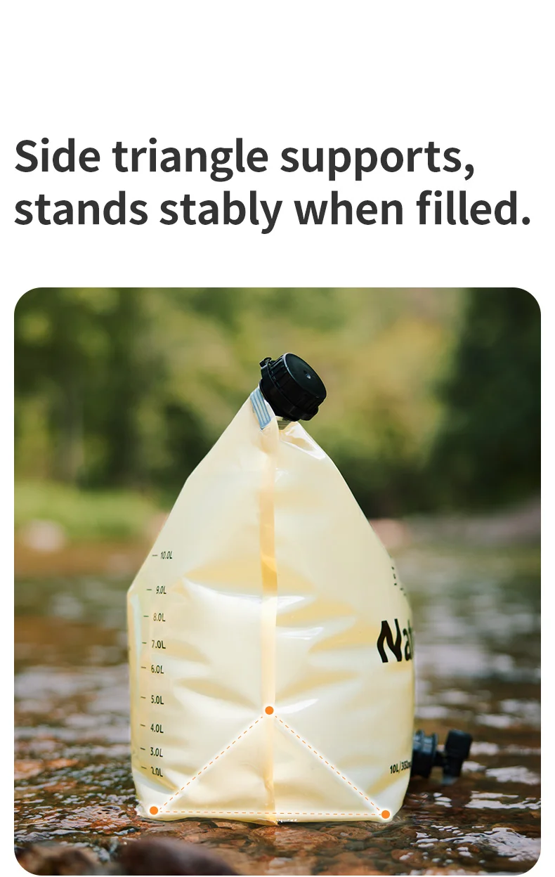 Naturehike 10L Outdoor-Wasseraufbewahrungstasche mit hoher Kapazität, zusammenklappbarer Sicherheitsversiegelungs-Trinkwasserbehälter für Camping, Wandern, Notfall – Detail 9