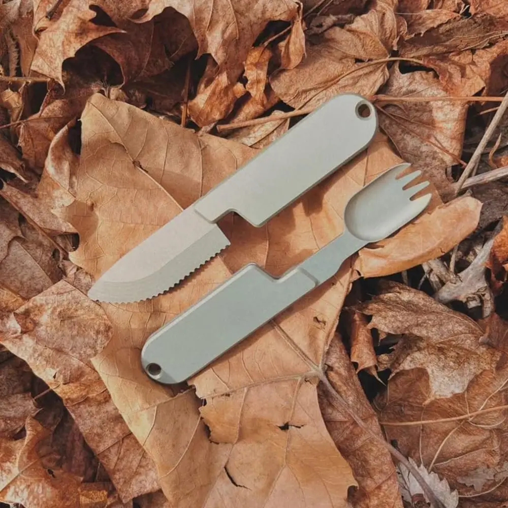 Description Picture 6 of item2 In 1 Camping Eating Utensils Set Detachable Reusable Spoon-Fork Compact Stainless Steel Camping Fork Combination