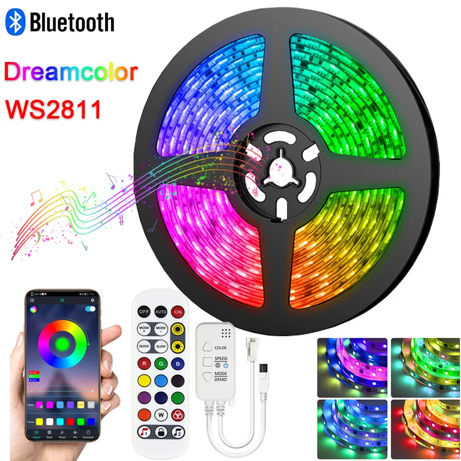 Tuya Smart RGBIC LED Strip 12V WS2811 5050 Dream Color Bluetooth / WiFi Control Music Sync Christmas Lights for Room Party Decor