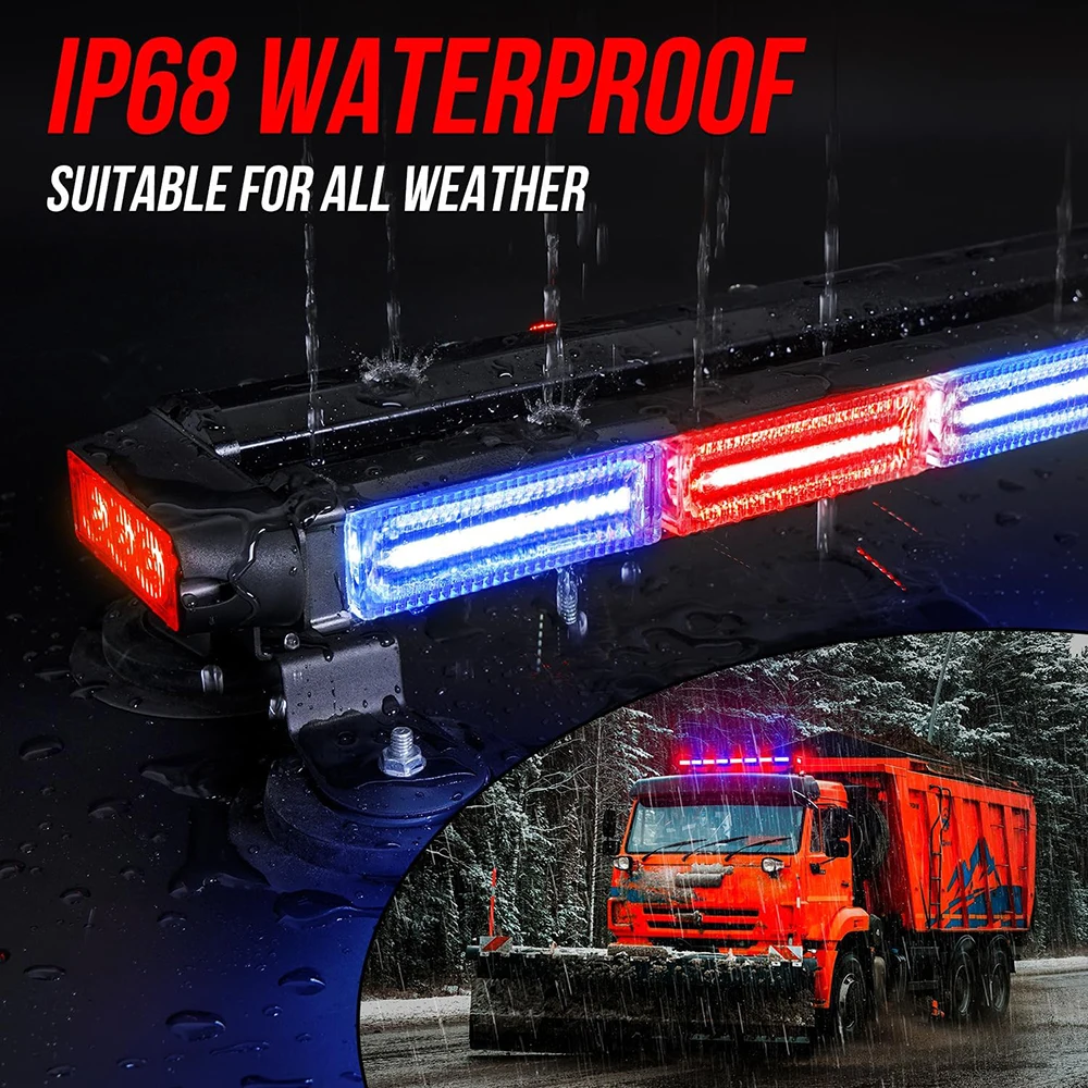 LE-JX Amber 30 LEDs Safety Strobe Flashing Light Bar Double - Foto 6