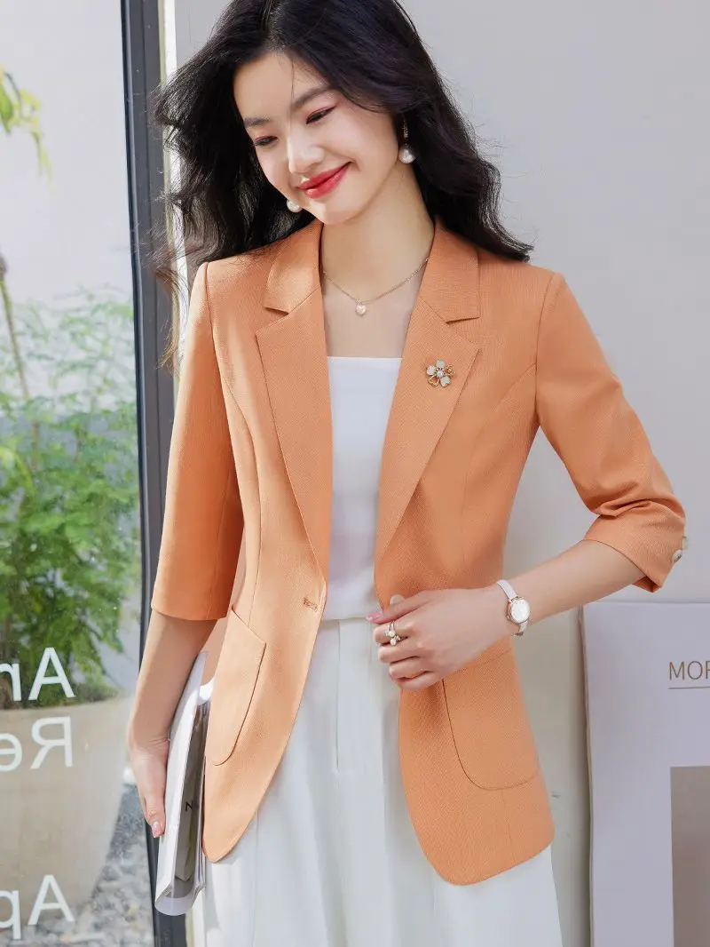 Women's One-piece Suit Black White Blazer Women's Long-sleeved office Blazer Women's One-button Slim-fit Sexy Suit Jacket Summer