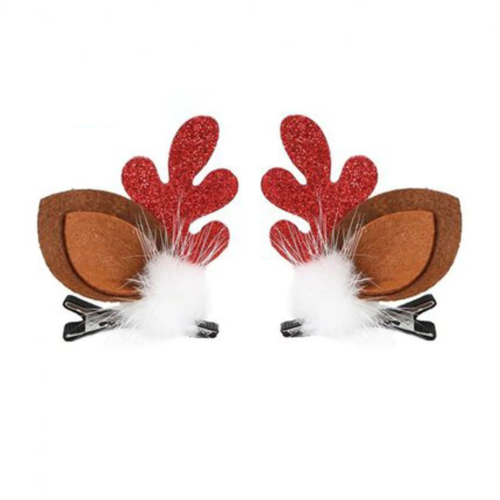 

Christmas Fashionable Adorable Eye-catching Festive Unique Holiday Hairpin For Kids Reindeer Antler Headband For Christmas Party