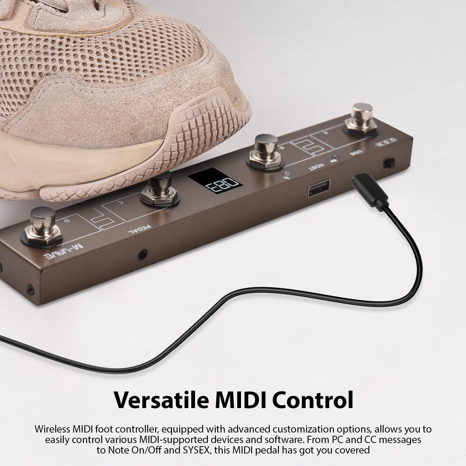 M-VAVE Wireless MIDI Controller BT MIDI Pedal Controller Intelligent APP Controls Digital Display Screen Rechargeable 12H