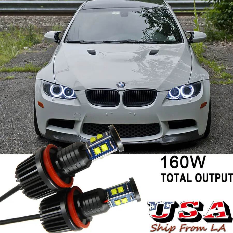 

160W H8 светодиодный CREE Angel Eyes Halo Ring Bulbs для BMW E90 E92 E93 E60 E61 X5 X6 Z4