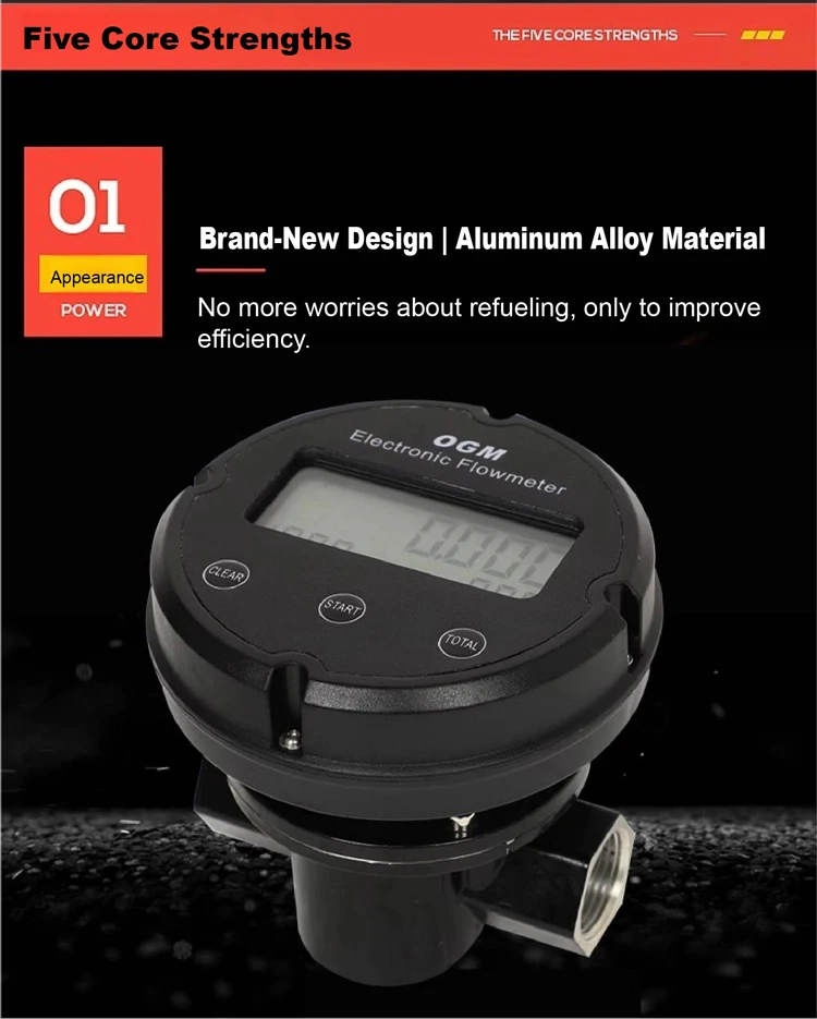 1″ Plastic Electronic Turbine Flowmeter Oval Gear Flow Meter for Diesel Fuel Dig