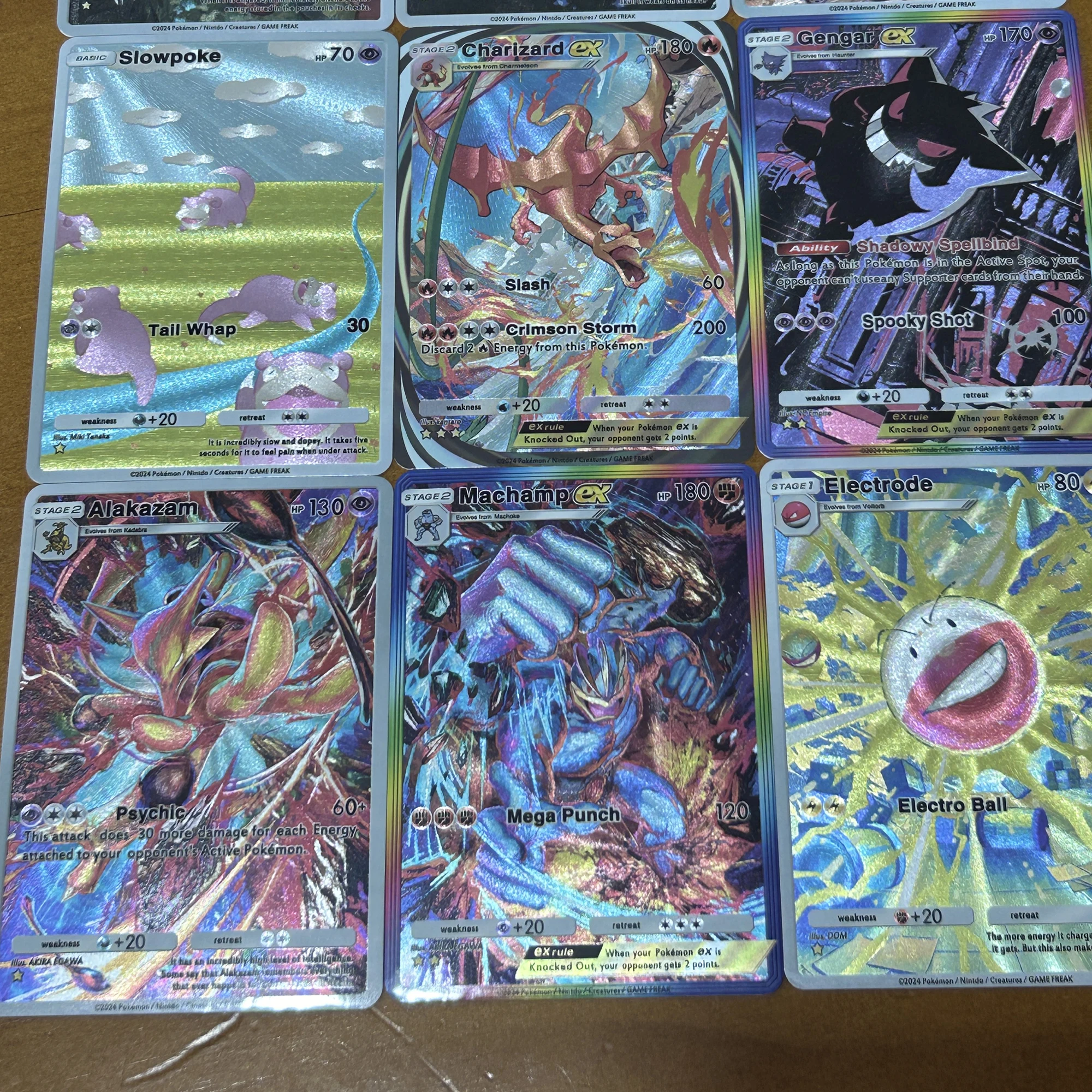9Pcs/set Ptcg Charizard Eevee Gengar Slowpoke English Version Texture Flash Card Classic Anime Game Collection Cards Gift Toy