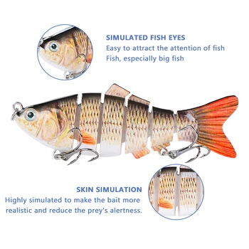 4 Inch 6 Segments Jointed Hard Artificial Fishing Lures Bionic Crankbait Sinking Wobblers Sea Plastic Fishing Accessories 4