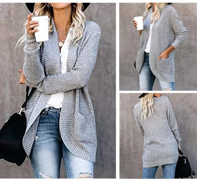 여성용 루즈 코트 스웨터, Chaqueta Mujer 니트 숙녀 아우터, 카사코 여성 가디건, 롱 재킷, 여성 의류 의상