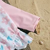 MISOWMNJOY Floral Print Kids Baby Girls Swimsuits Summer Kids Beachwear Long Sleeve Ruffle Bathing Suit Infant Swimwear with Cap 5