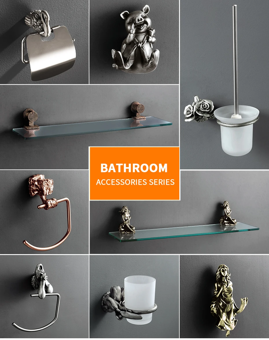 Description Picture 3 of itemWall Mount Romantic Bathroom Shower Hardware Accessories Set,Towel Ring and Robe Hook,Toilet Paper Holder Towel Bar MB-0612