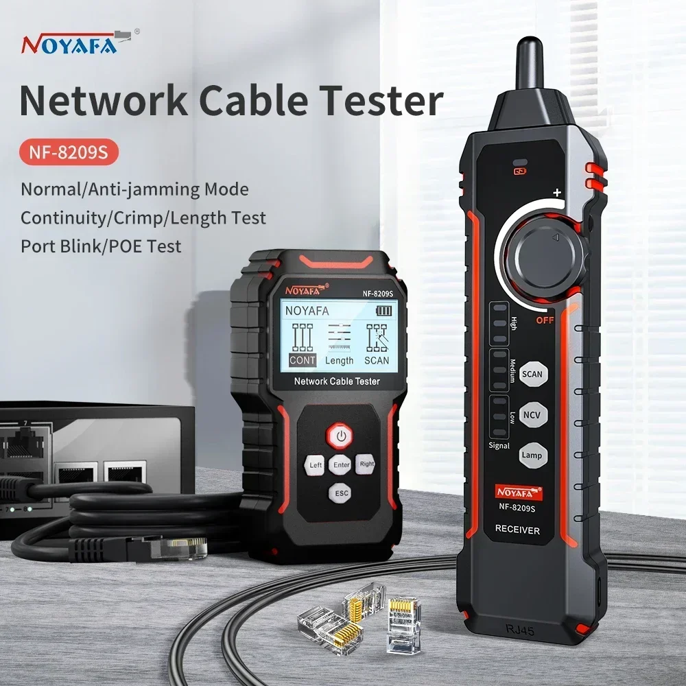 Noyafa NF-8209S Network Cable Tester Measure Length POE LAN Cable Test LCD Display Scan Wiremap Wire Tracker Network Tools