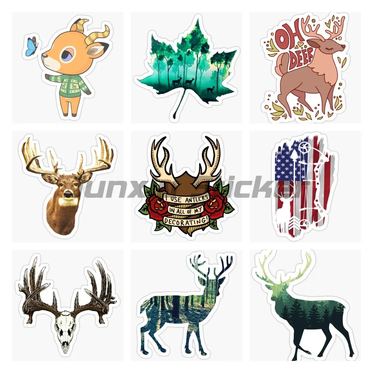 Deer Pvc Sticker Decal Per Wall Window Valigia Laptop Mirror Scooter Moto Window Trunk Parabrezza Jdm Decalcomania Adesivi Per Auto