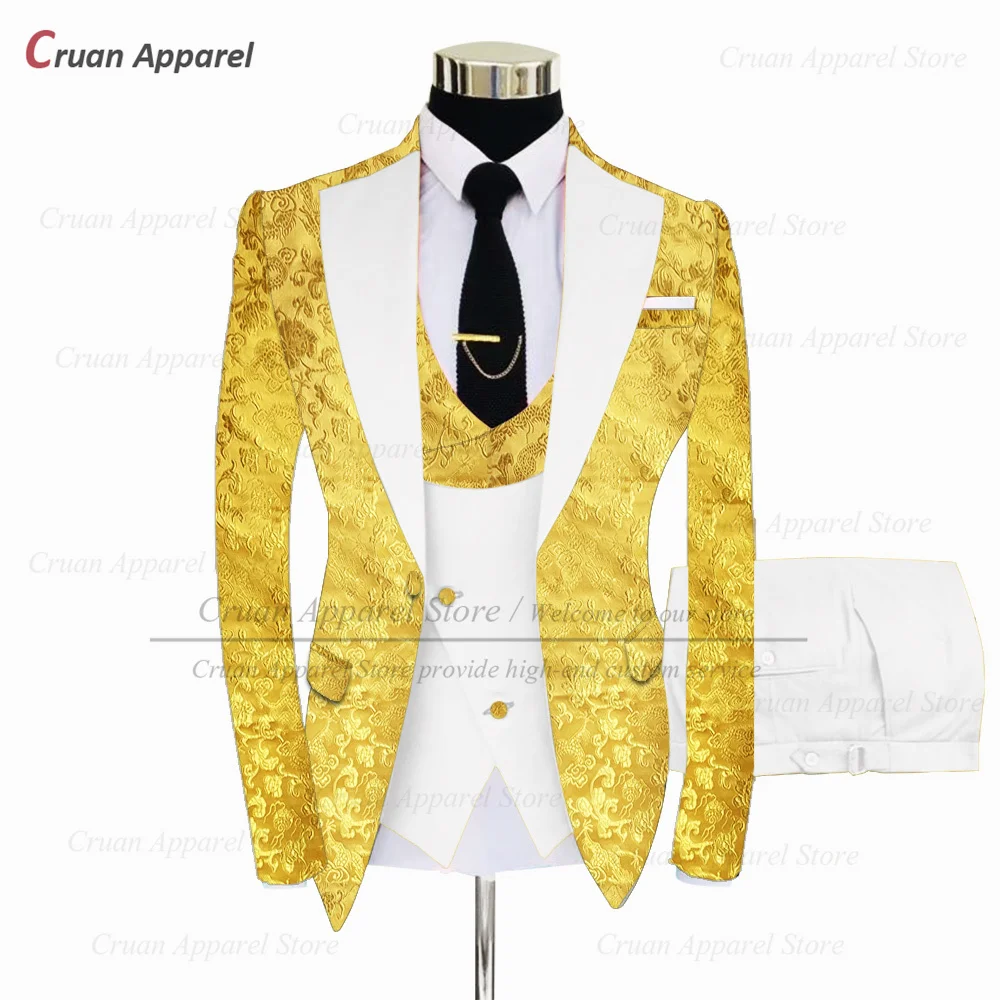 Mode Rood Pak Set Voor Heren Bruiloftsfeest Groomsman Luxe Outfits Op Maat Gemaakte Klassieke Één Knopen Blazer Vest Broek 3 Stuks