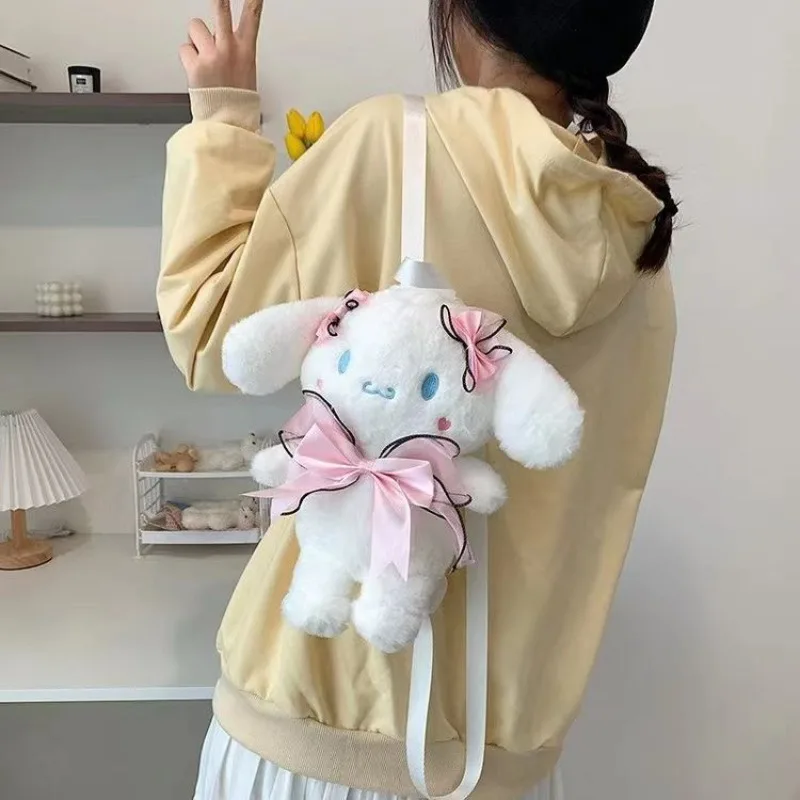 MBTI Plush Cinnamoroll Womens Backpack Cute Lolita Jk Cartoon White Fluffy Small Backpack Casual Doll Fashion Female Kawaii Bag