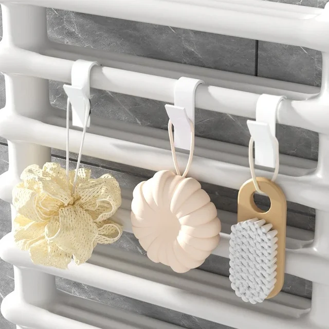2/6 pièces salle de bain douche porte-serviettes cintre chauffé radiateur Rail crochets Clips supports de rangement vêtements écharpe cintre crochets 3