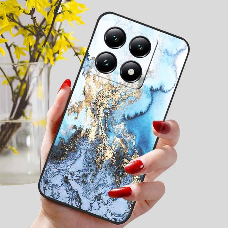Floral Print Soft TPU Silicone Phone Cover with Black Bumpers