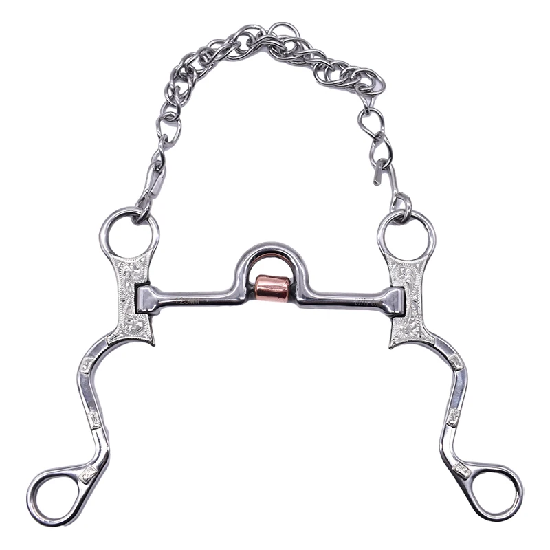 5''-durable-stainless-steel-horse-bit-with-curb-chain-and-hooks-snaffle-horse-riding-accessories