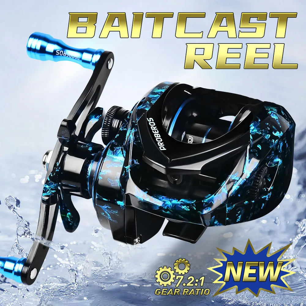 

Metal Spool Bait Casting Reel, Baitcasting Reel, 3 + 1BB Fishing Reel, 7.2:1 Gear Ratio, Magnetic Brakes for Sea Bass Fishing