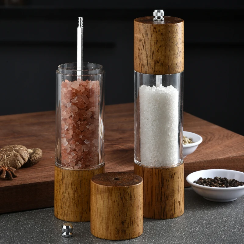 Antique Color Wooden Pepper Mill Manual Salt Spice Grinder With Adjustable Ceramic Core Pepper Grinder Kitchen Accessories Tool