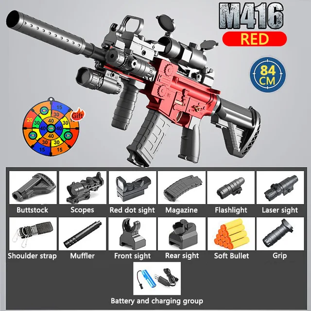 New Model M416 Electric Combo Hand Gun Fully Automatic Soft Bullet Shell Throwing Toy Gun 4