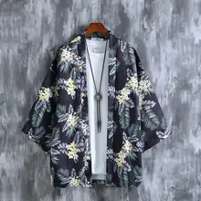 

Men Print 3/4 Sleeve Cardigan Kimono Robe Thin Robe Chinese Style Coat Casual Loose Summer New Home Bathrobe Shirts S-XXL