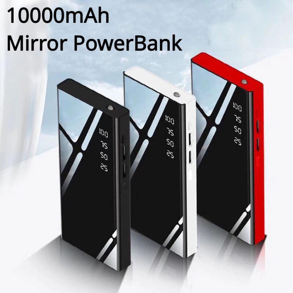 Display Digitale A Specchio Power Bank 10000Mah Caricabatterie Per Telefono Di Grande Capacità Alimentatore A Ricarica Rapida Caricabatterie Portatile