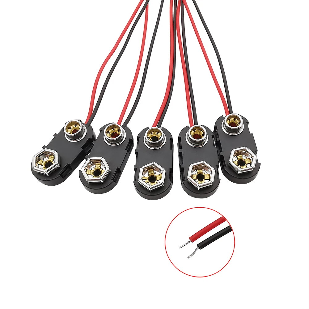 Connettore A Clip Per Batteria Da 9 V I-Type 9 Volt Batteria A Scatto Fibbia Rigida Supporto Per Alloggiamento In Plastica Nero Rosso Cavi Lunghezza 1