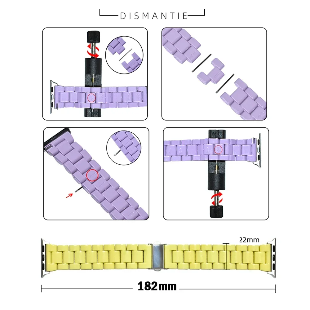 Resin Smartwatch Strap - 20mm/22mm Adjustable Bracelet