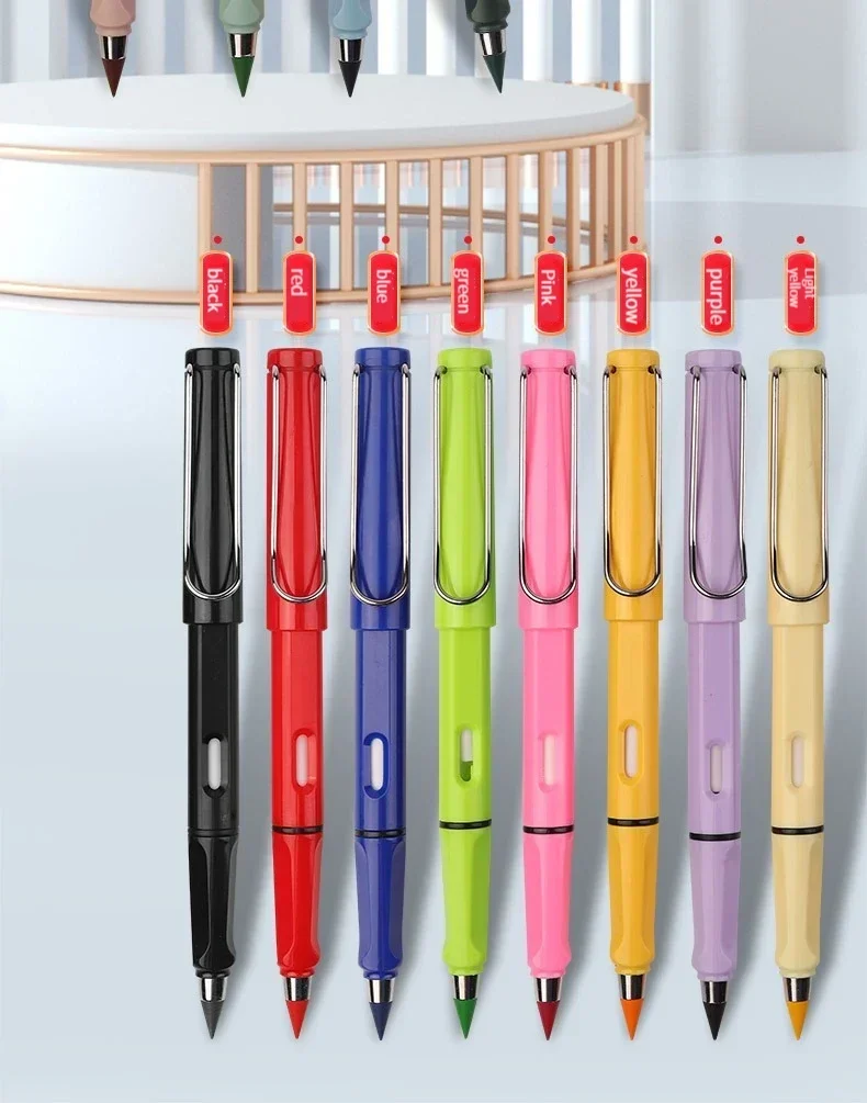 1–6 Stück, 12 Farben, ewig haltbare Bleistifte mit Radiergummi, unbegrenztes Schreiben, ewig radierbare Bleistifte für Kinder, Schule, Kunstbedarf – Detail 12