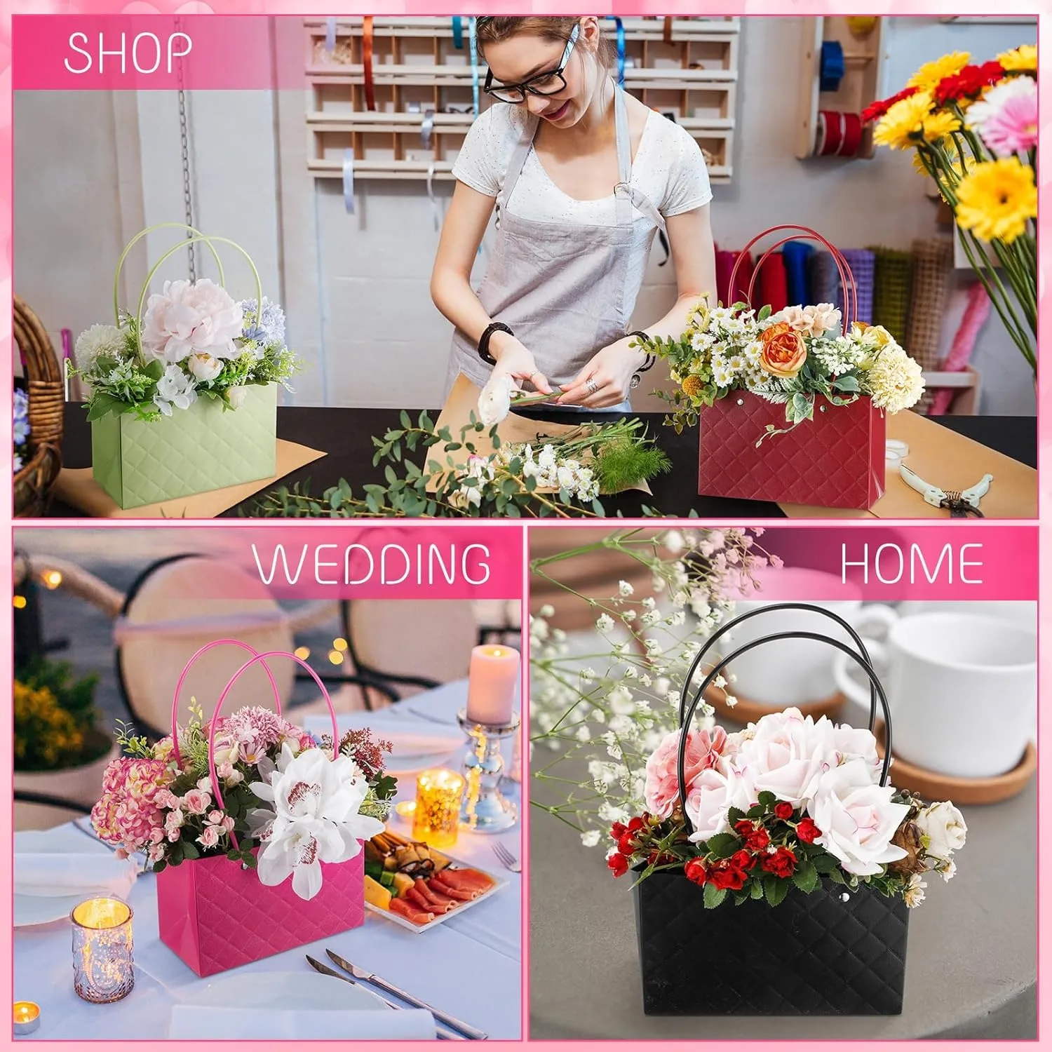 2025 New Reusable Waterproof Flower Tote Bag Eco Friendly Wedding Party Favors Gift Box Portable Bouquet Packaging Decorations 5