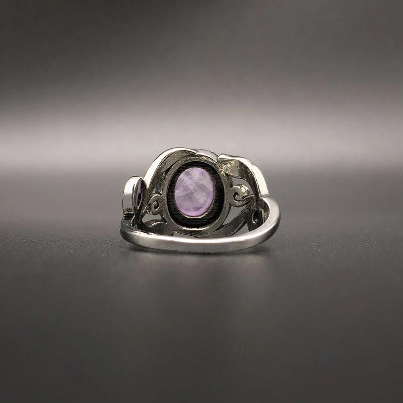 HuiSept Vintage 925 Silver Ring Amethyst Gemstone Flower Shaped Fashion Jewellery Rings Female Wedding Party Gift silver ring silver rings gemstone ring