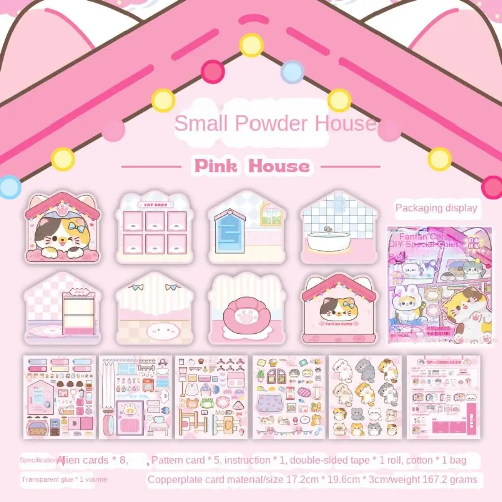 Eğitici Oyuncaklar Montessori Manyetik Sessiz kitap El Yapımı Kağıt Kedi çıkartma kitabı Karikatür 3D DIY Çocuklar Meşgul Kitap Oyuncak doğum günü hediyesi