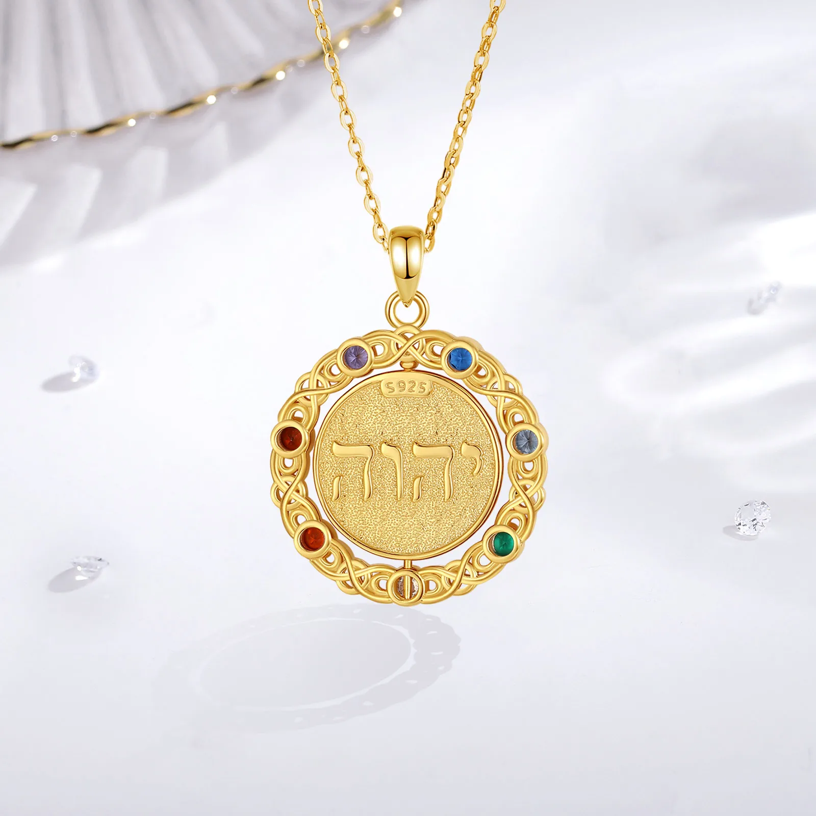925 Sterling Silver Pentagram Pendant Necklace 18K Gold 7 Color Chakra Star Tetragrammaton For Women Man witchcraft Gift