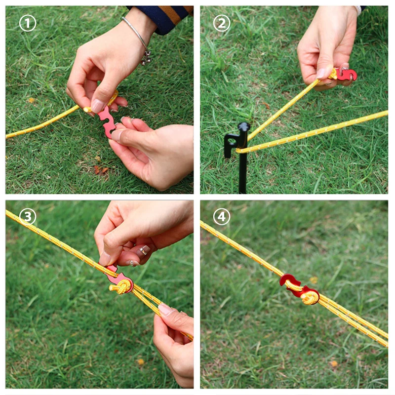 Camping tent rope buckle aluminum alloy adjustable tensioners fastener kit outdoor camping tarpaulin securing accessories 10 PCS