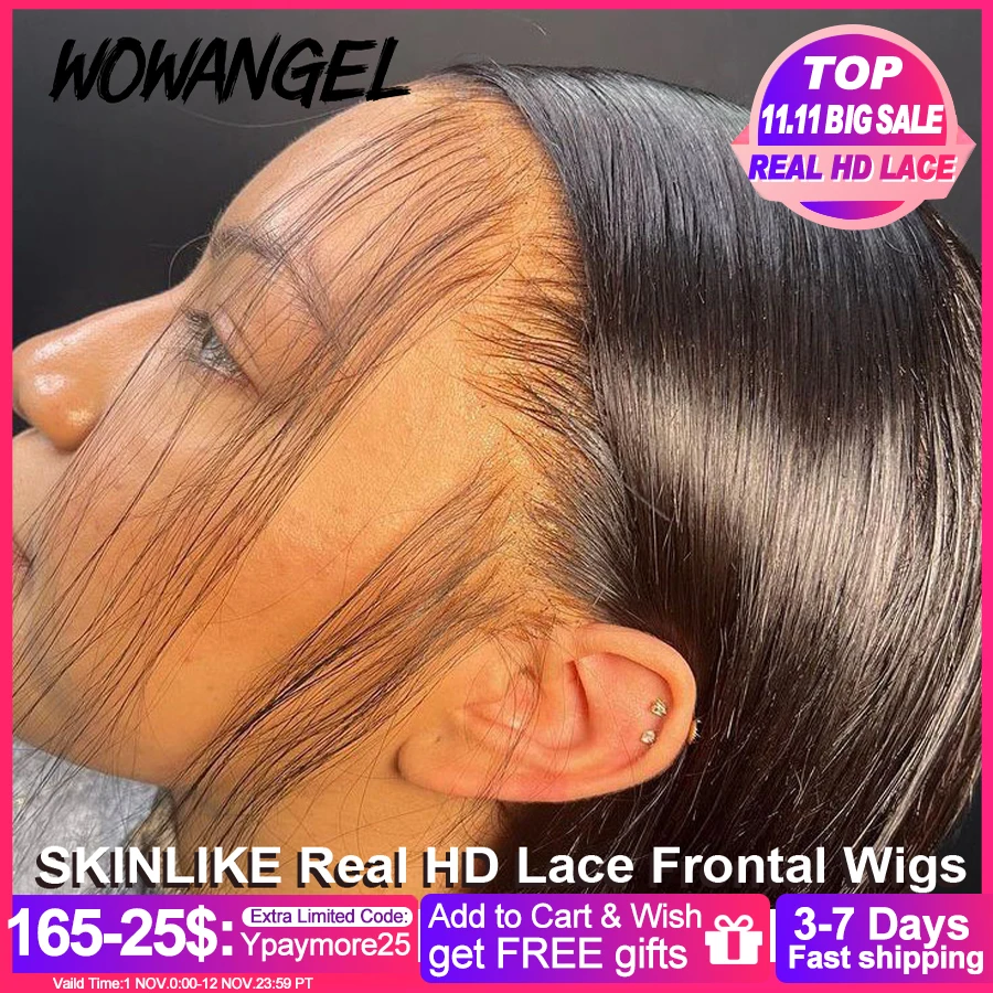 Wowangel Hd Lace Frontal 250% 13x6 Hd Lace Front Wig Straght Invisible Hd  Lace Melt Skins Hd Lace Front Human Hair Wigs Glueless - Lace Wigs -  AliExpress