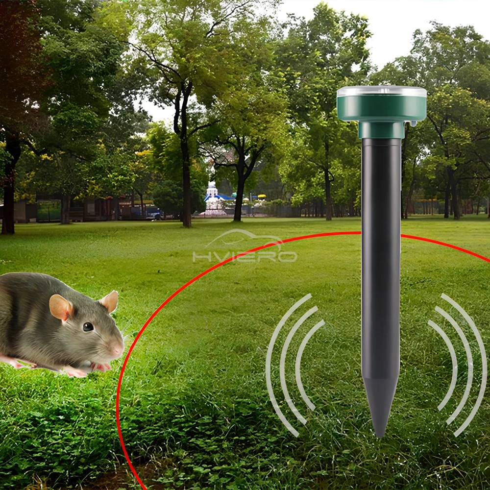 Solar Powered Ultrasonic Sonic Mouse Mole Pest Rodent Repeller Transmitted Vibration Wave Yard LED Outdoor Park 1/2/4/8/12Pcs Mouse Repeller