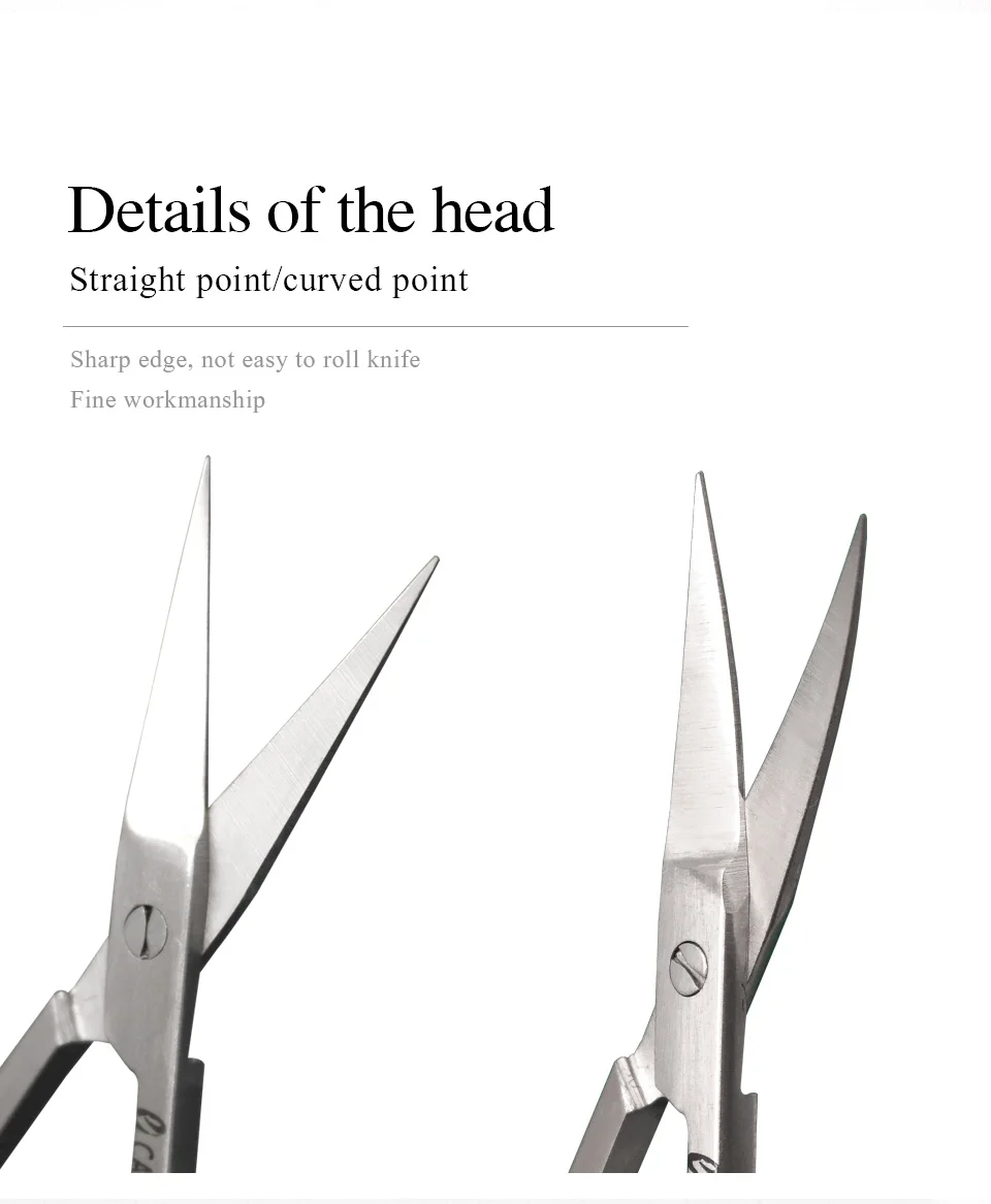 Description Picture 6 of itemMedical Stainless Steel Scissors For Cosmetic Double Eyelid Buried Suture Straight Pointed Curved Tip Suture Removal Scissors
