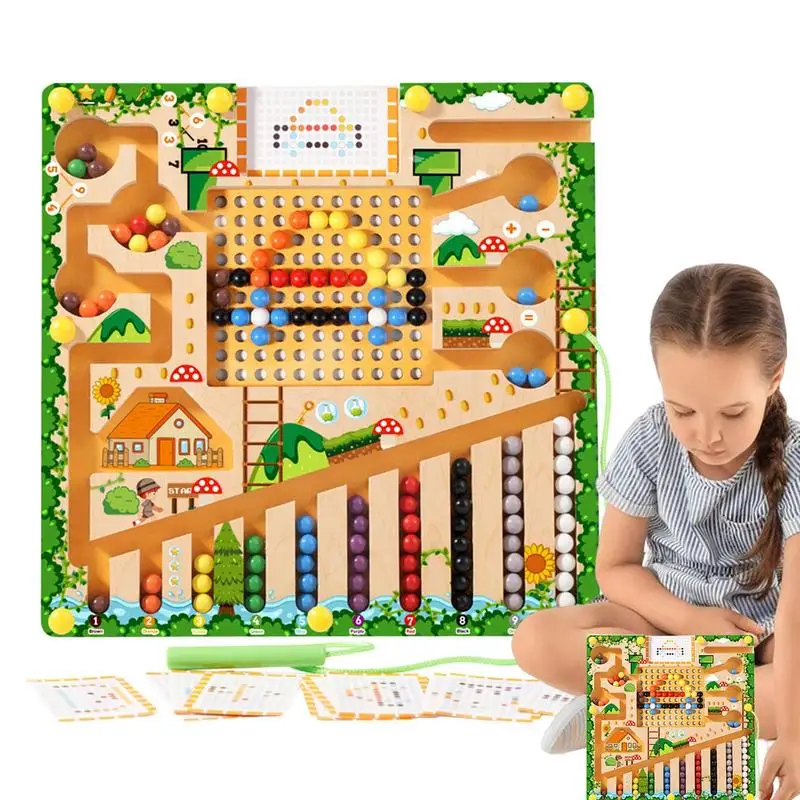 

Магнитный цветной лабиринт с цифрами, Настольная доска Монтессори, обучающая игрушка для мальчиков и девочек, мелкая моторика для детской комнаты