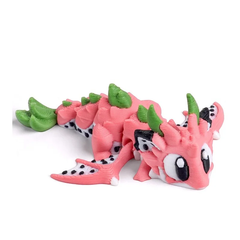 3D Printed Cute and Silly Dragon Fruit Food Dragon and Dragon Egg Plastic Ornaments, Desktop Decoration Sculptures, Holiday Gift