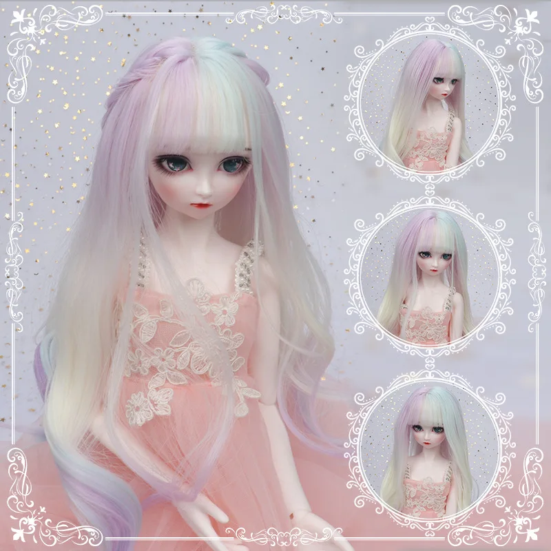 

Парик для шарнирной куклы 1/3 1/4 1/6 BJD SD, парик из высокотемпературного волокна с длинными вьющимися волосами