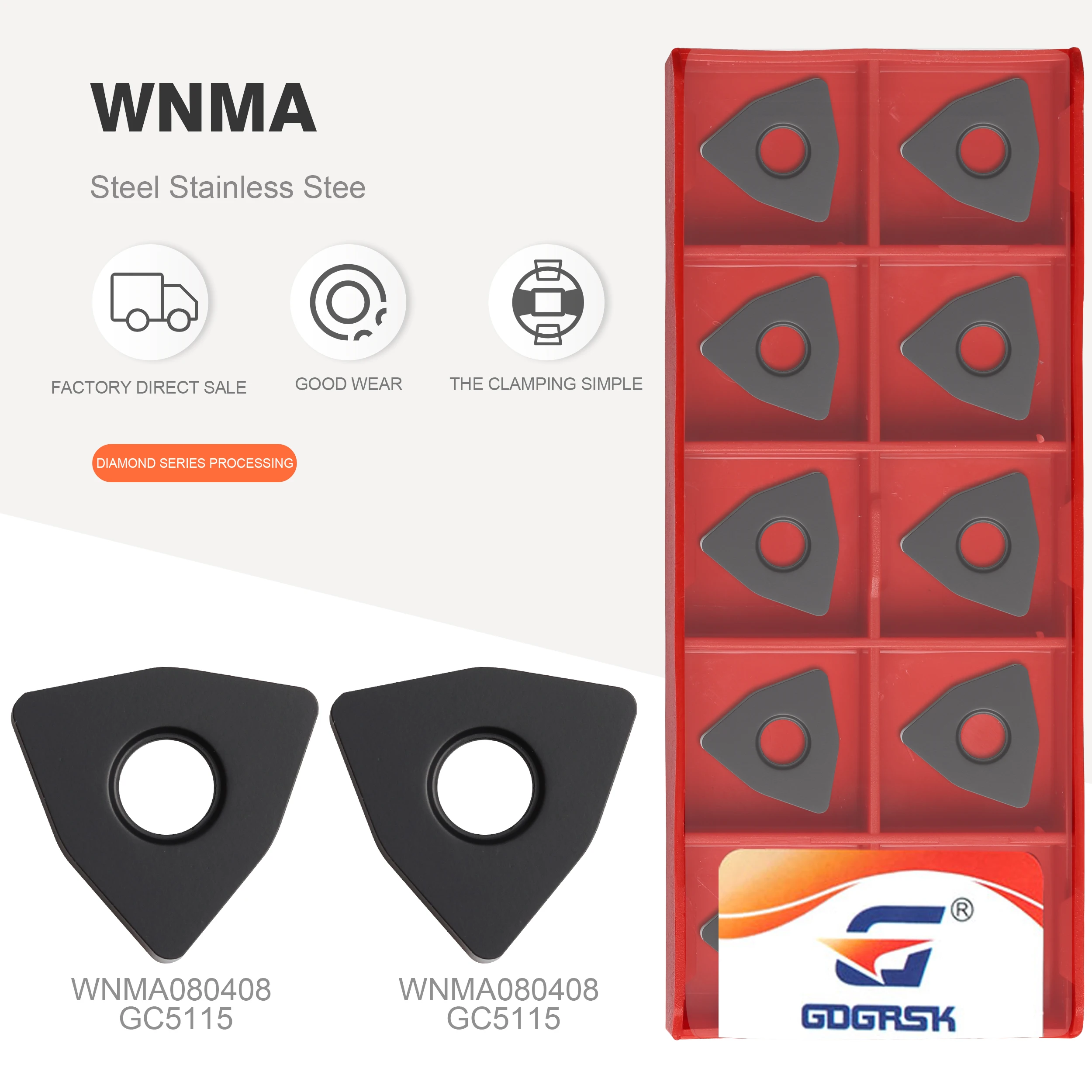WNMA080404 WNMA080408 WNMA080412 GC5115 turning tool CNC high quality carbide insert lathe cutting tool for cast iron processing oke wnma080404 oc3115d oc3115s wnma080408 oc3115d oc3115s wnma080412 oc3115d oc3115s cnc carbide inserts 10pcs box