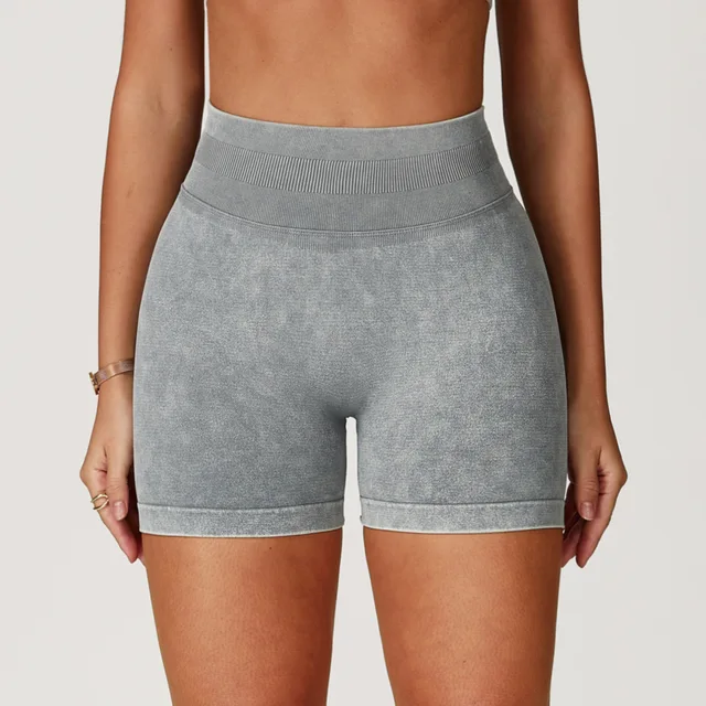 Short de Yoga taille haute pour femmes, délavé au sable, short d'entraînement, Fitness, levage des fesses, Fitness, Yoga, gymnastique, course à pied