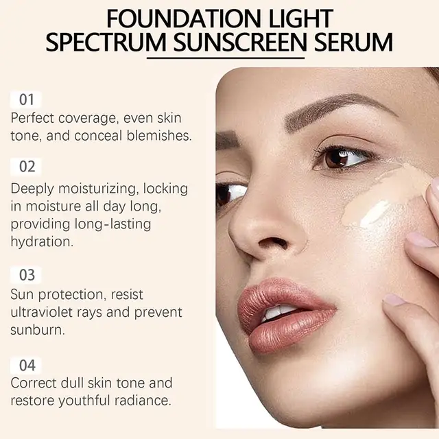 4 in 1 Foundation Liquid Hydrating Medium Full Coverage Concealer SPF 50+ Longwearing Waterproof Foundation Natural Face Makeup