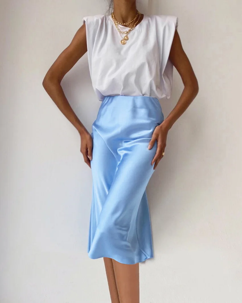 

Jyate 2023 Autumn Solid Color Long Skirt Women Elegant High Waist Satin Slim Casual Drape Wrap Hip Skirt Fashion Women's Skirts