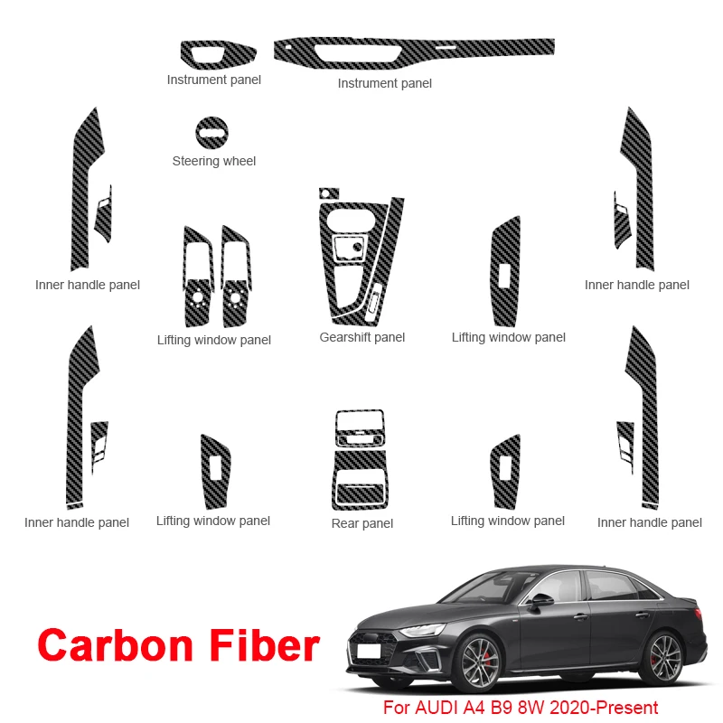アウディA4B9,8W,2020-2025用の車内ステッカー,リフトウィンドウ,ギア