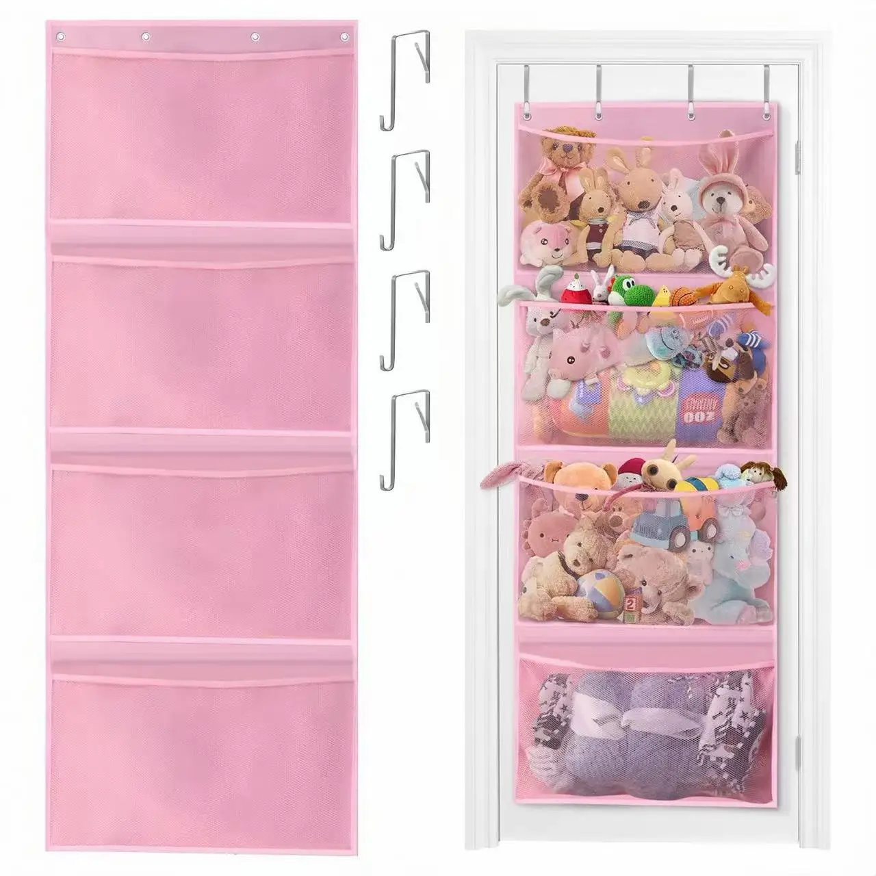 1pcs Storage Hanging Bag Over Door Organizer for Stuffies Baby Toys Storage Toy Plush Hanging Storage Net Bag