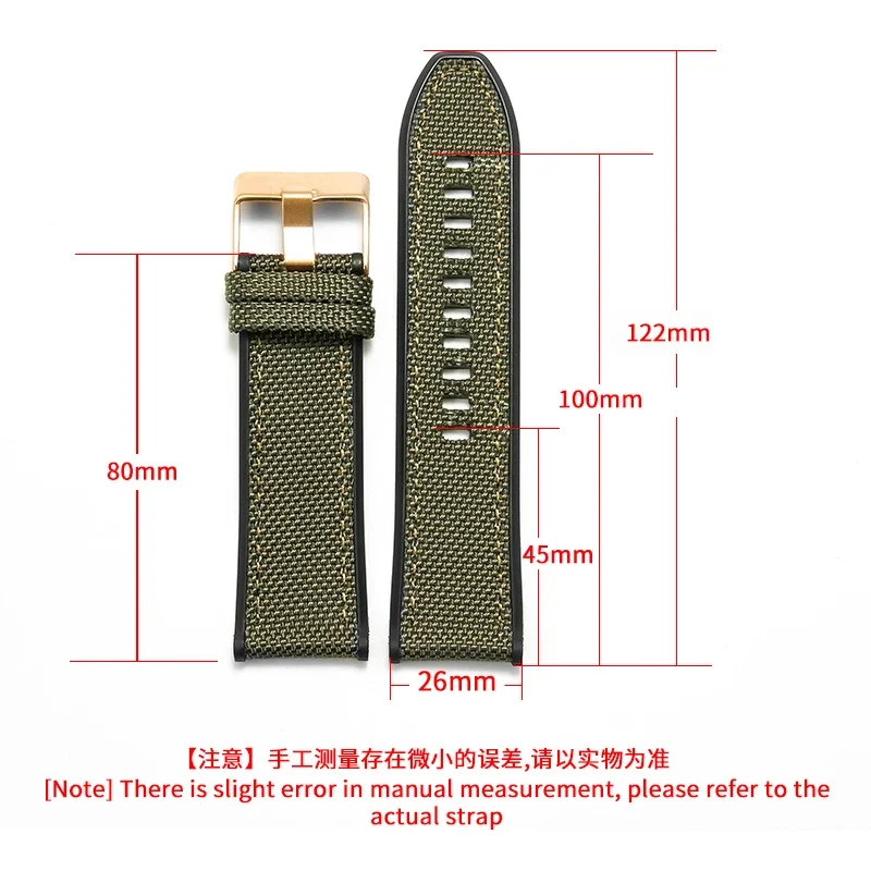 Diesel Officer Series Smooth Finish Comfort Strap in Black Army Green - 26mm