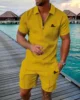 2025 Men's trendy summer short sleeve printed suit Beach style series creative pattern lapel breathable suit 5
