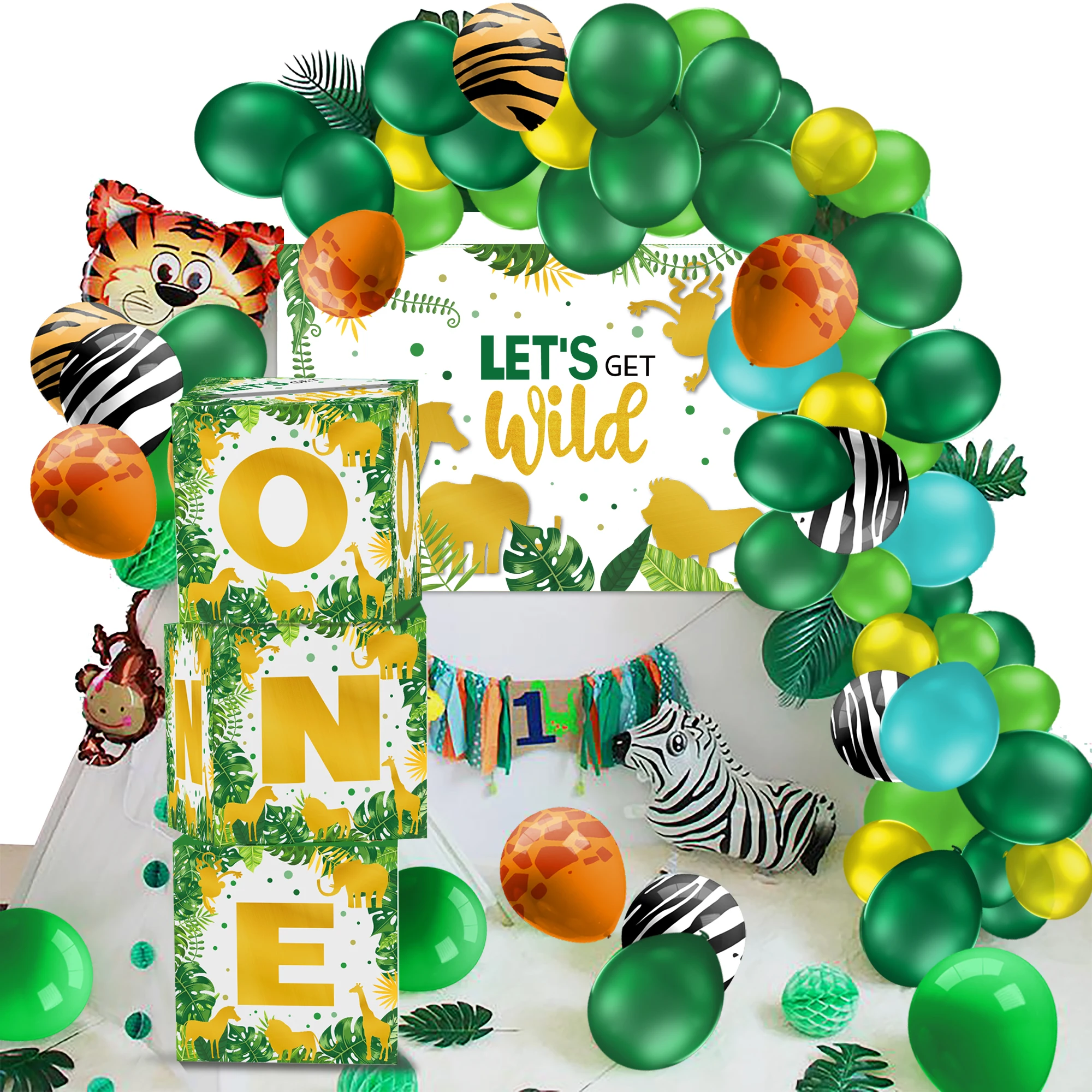 Bx003 3Pcs Boys Wild One Jungle Animals Party Paper Decorative One Vote Boxes Greeting Cards Boy First Birthday Party Supplies